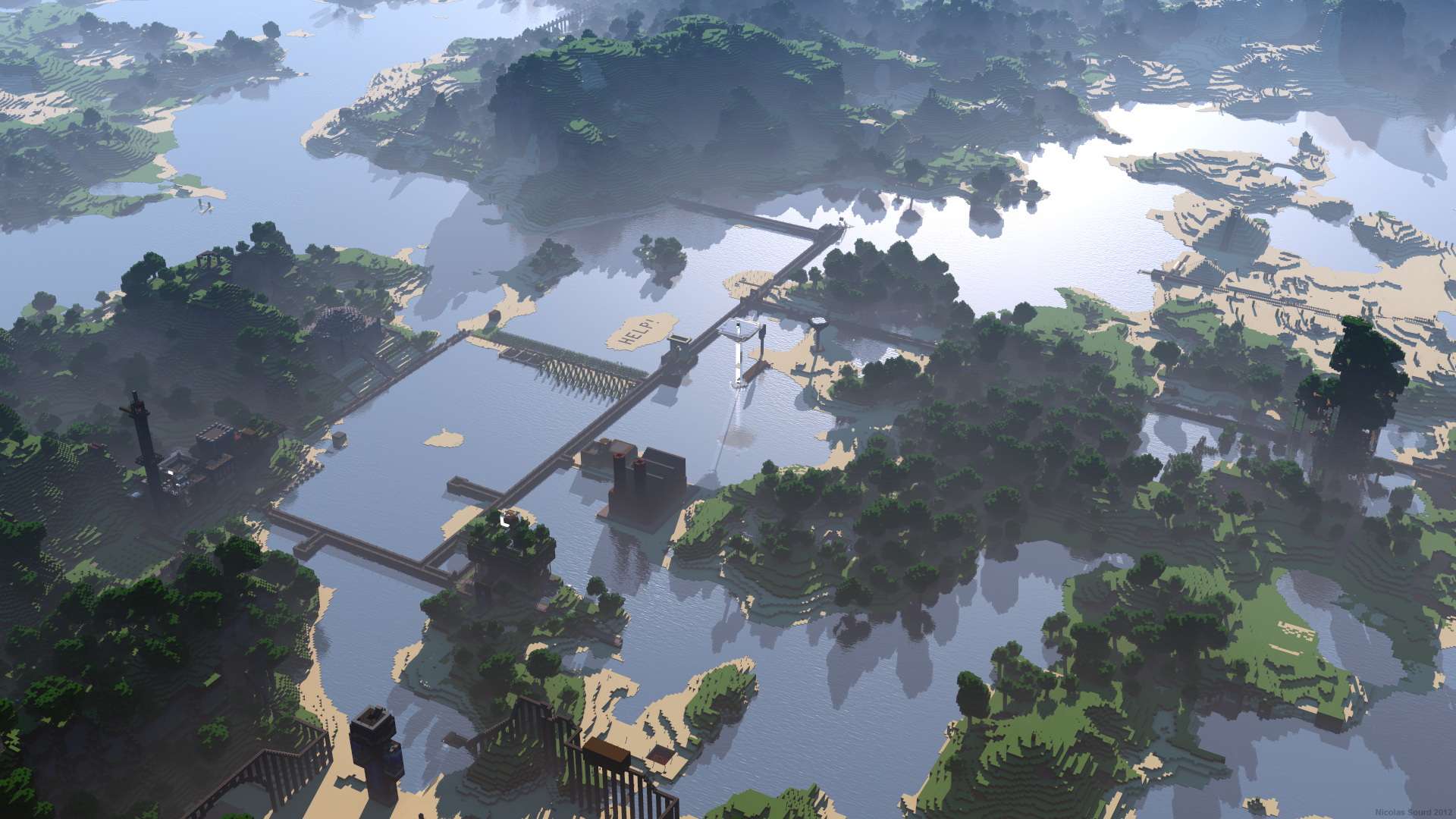 minecraft wallpaper hd,water,water resources,reflection,atmospheric phenomenon,watercourse