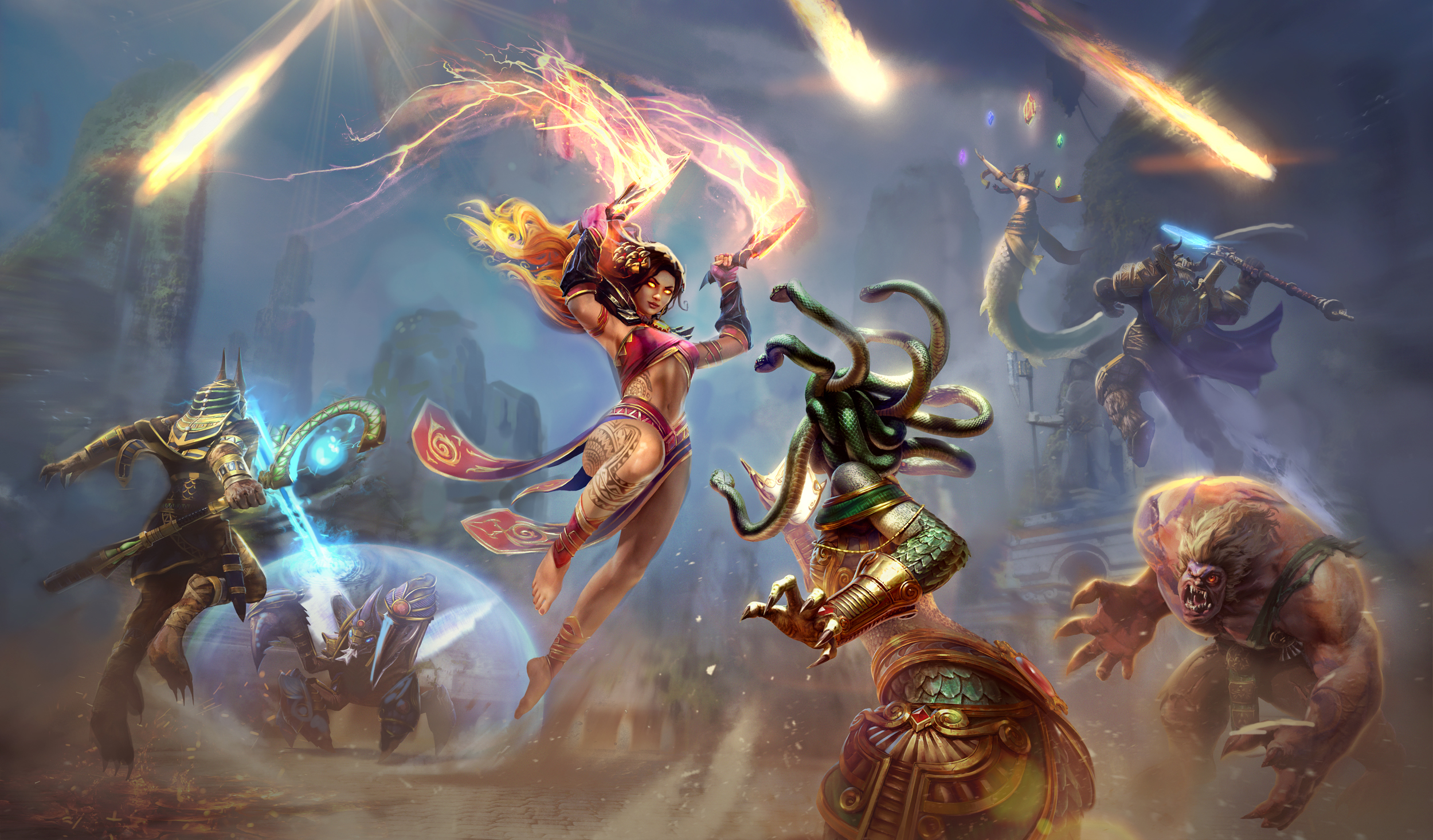 smite wallpaper,cg artwork,mythology,demon,fictional character,strategy video game