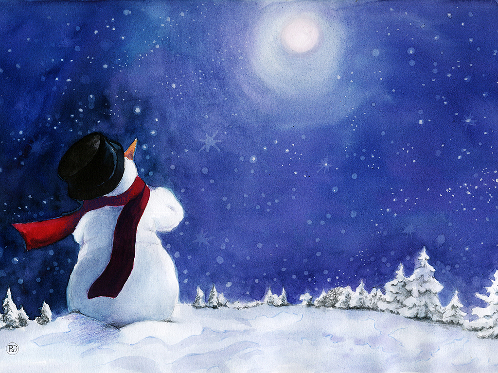 wallpaper gratis,snow,sky,winter,cartoon,christmas eve