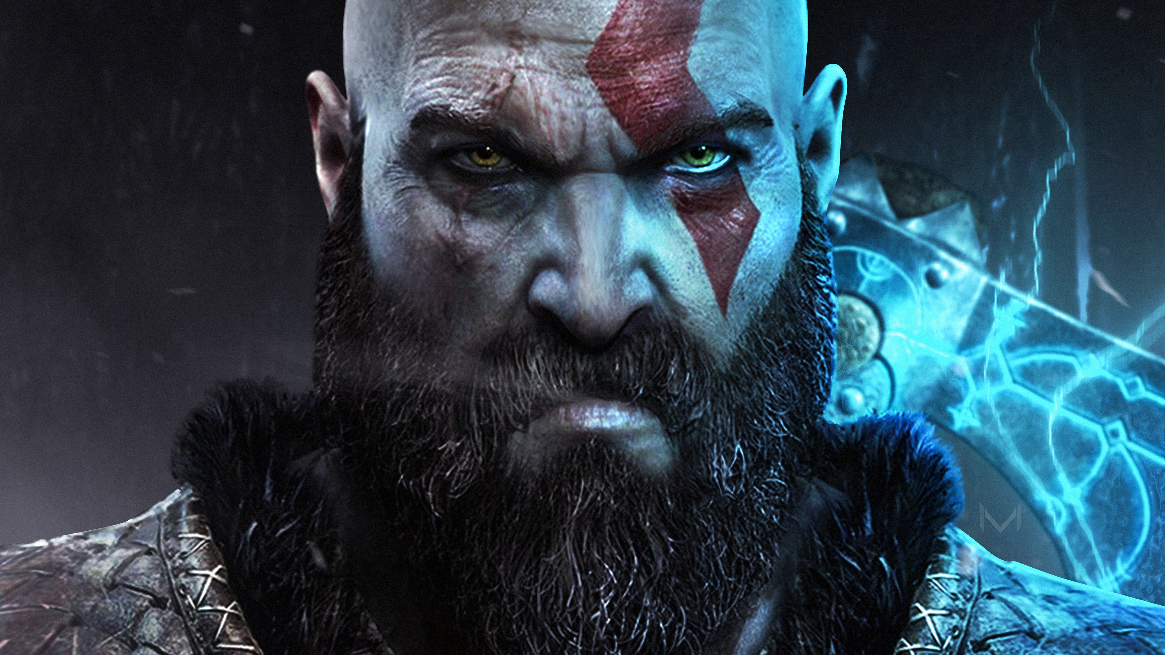 kratos wallpaper,beard,facial hair,human,eye,organism