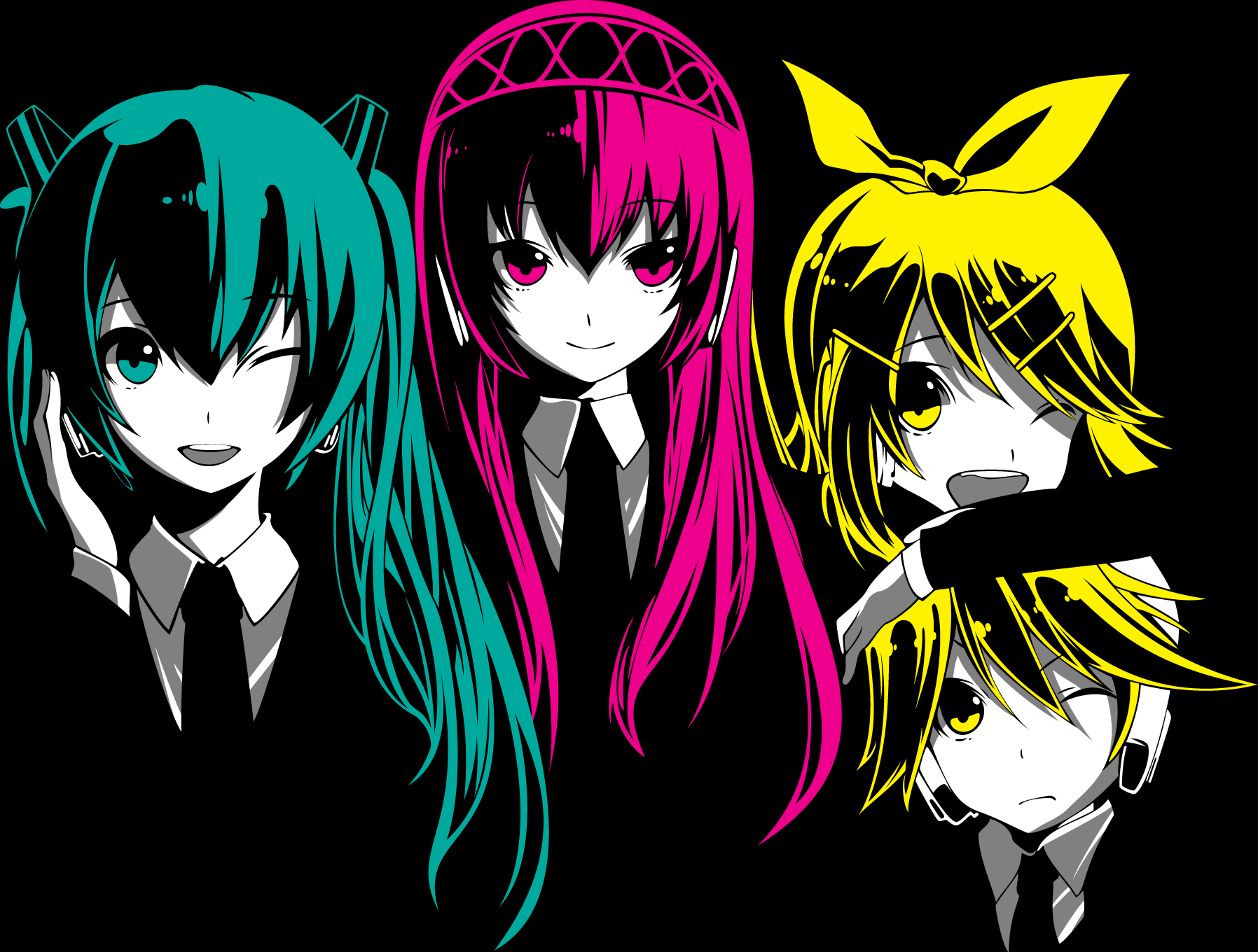 vocaloid wallpaper,cartoon,anime,black hair,illustration,fictional character