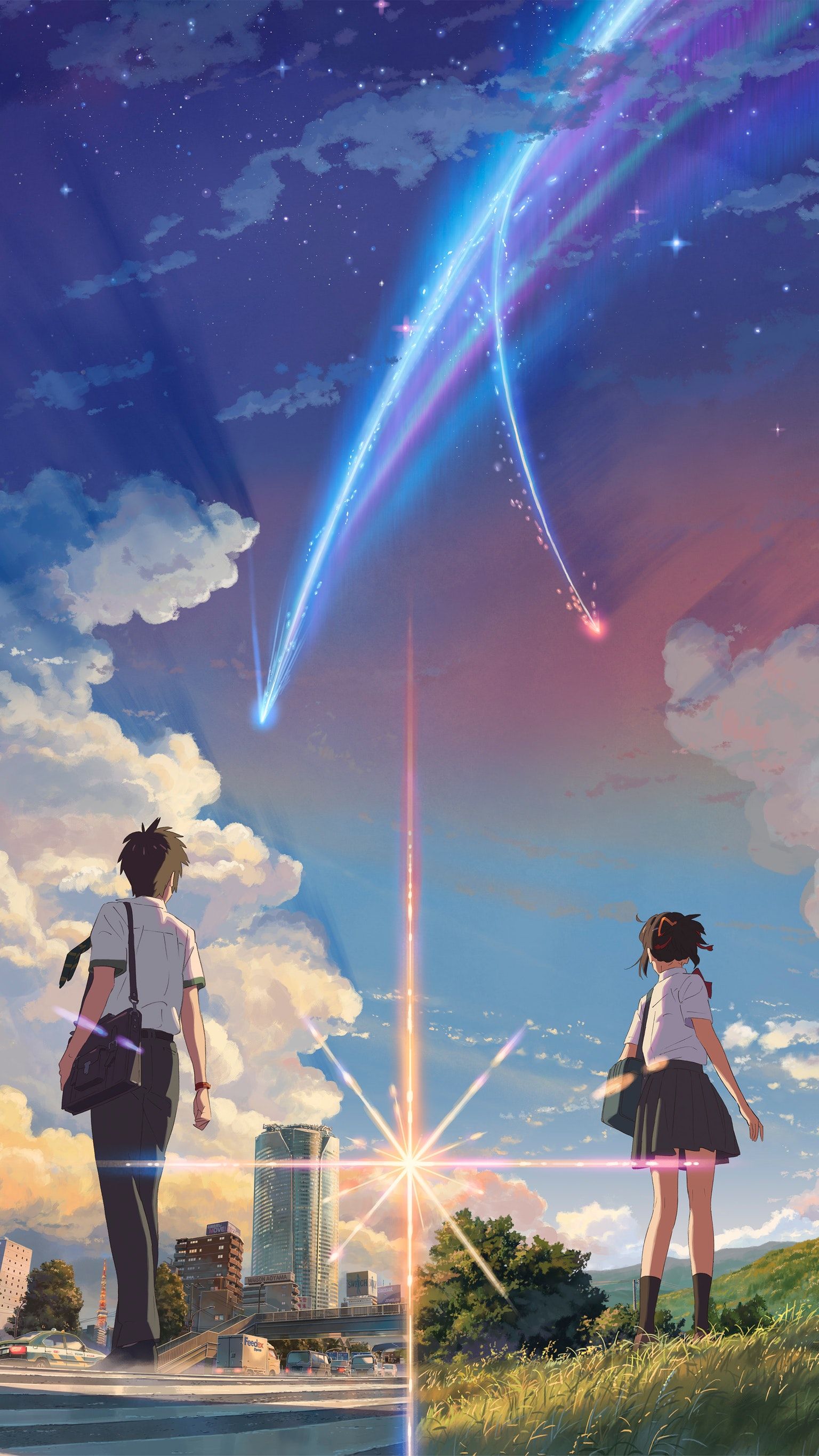 fondo de pantalla para su teléfono,cielo,anime,nube,arco iris,ilustración