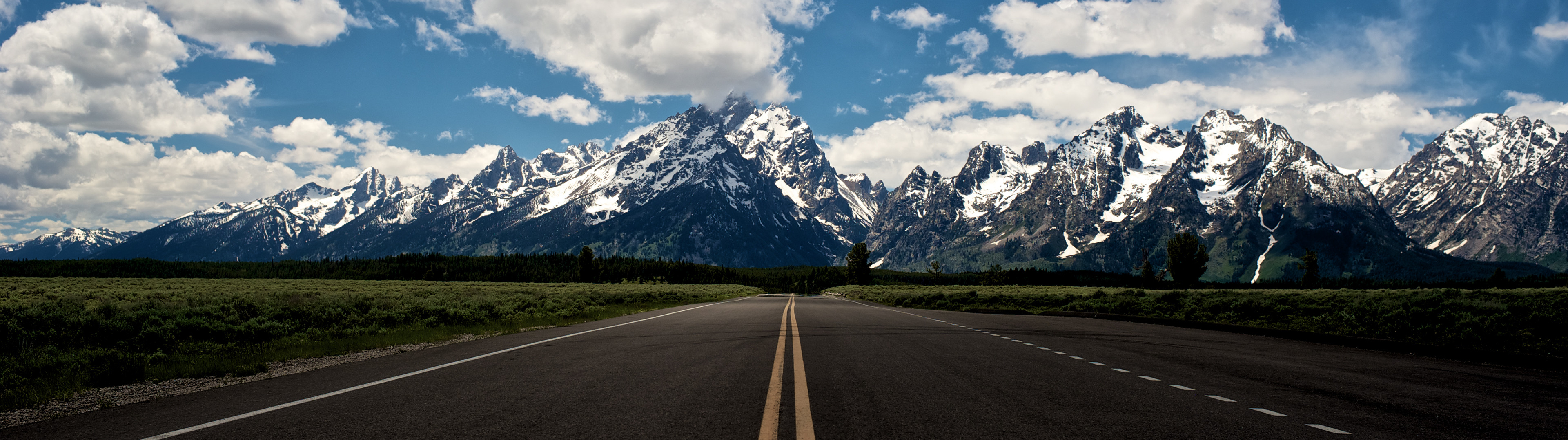 3840x1080 wallpaper,mountainous landforms,mountain,mountain range,asphalt,natural landscape