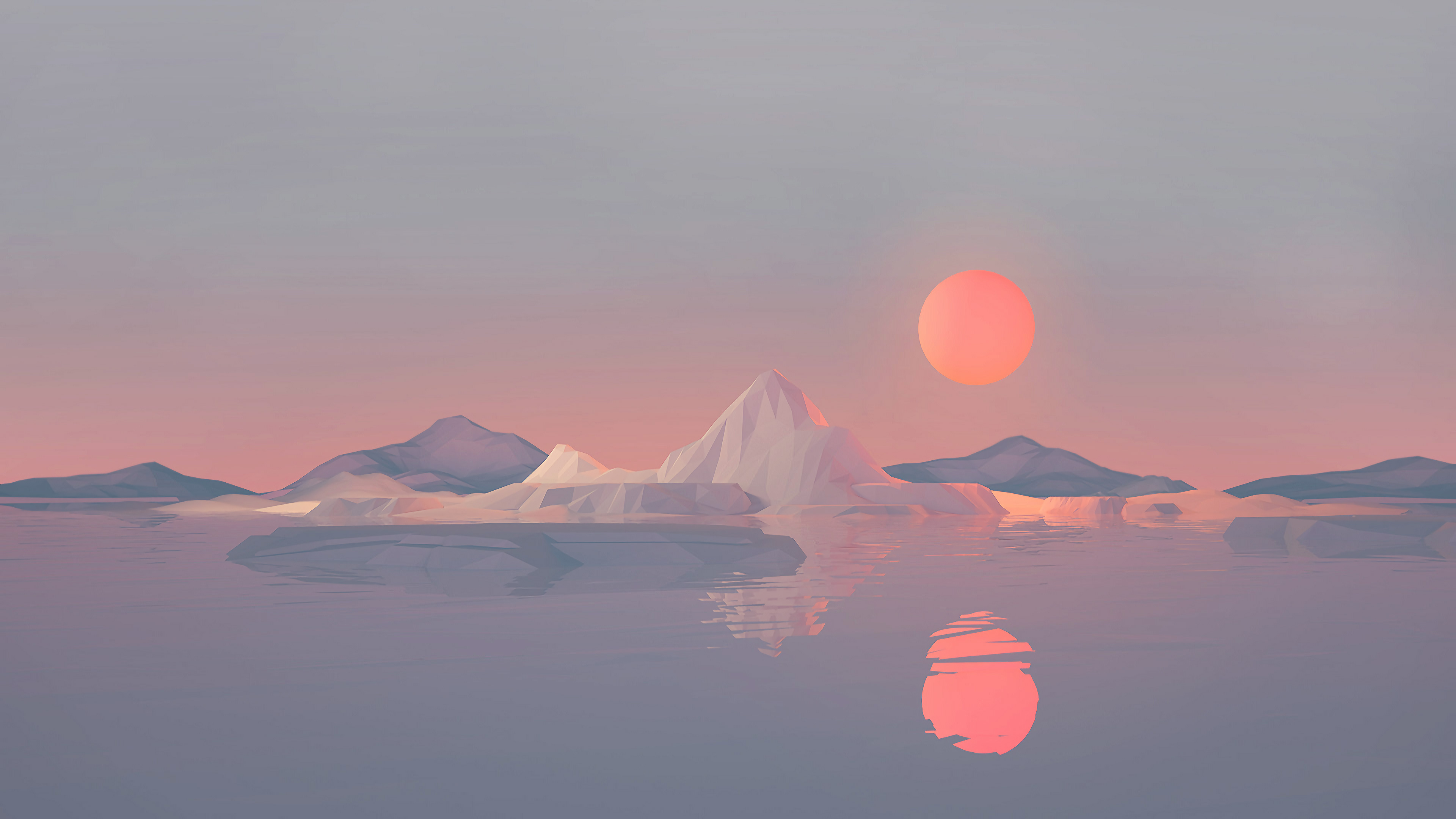 fond d'écran minimaliste hd,ciel,rouge,iceberg,réflexion,calme