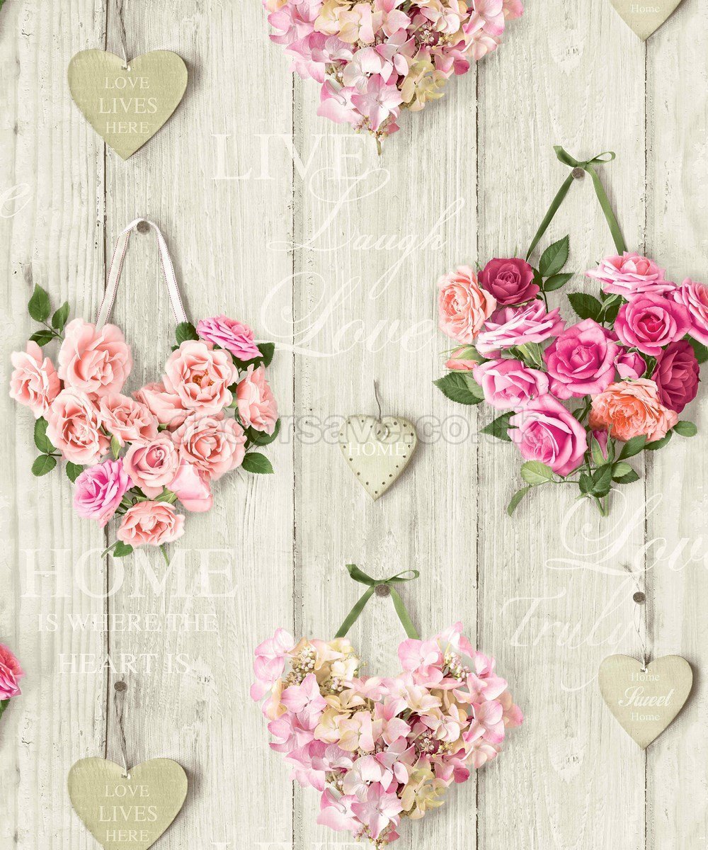 shabby chic wallpaper,pink,cut flowers,heart,flower,floral design