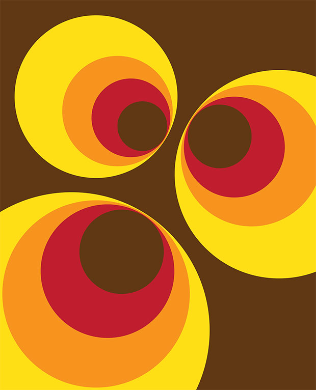 carta da parati anni '70,arancia,giallo,cerchio,colorfulness,design