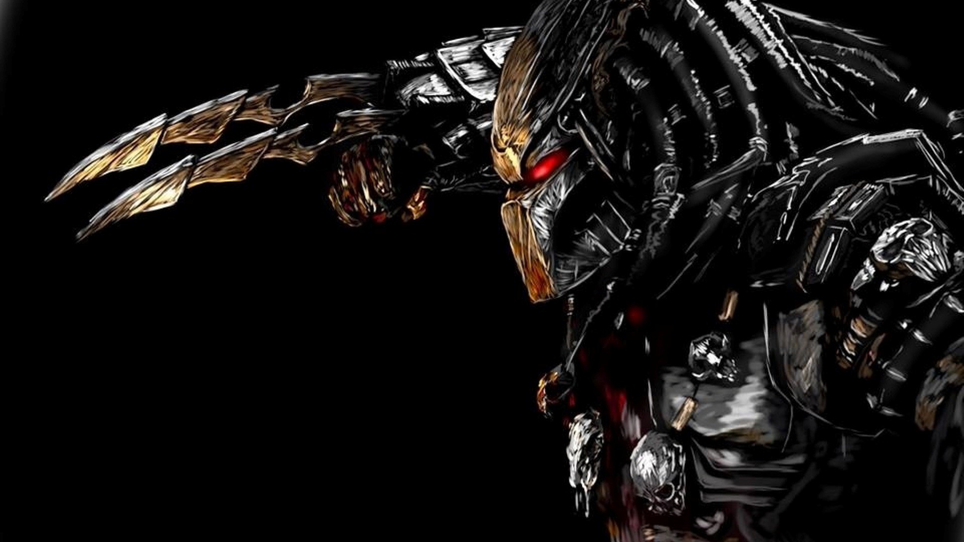 predator wallpaper,action figure,fictional character,darkness,cg artwork,demon