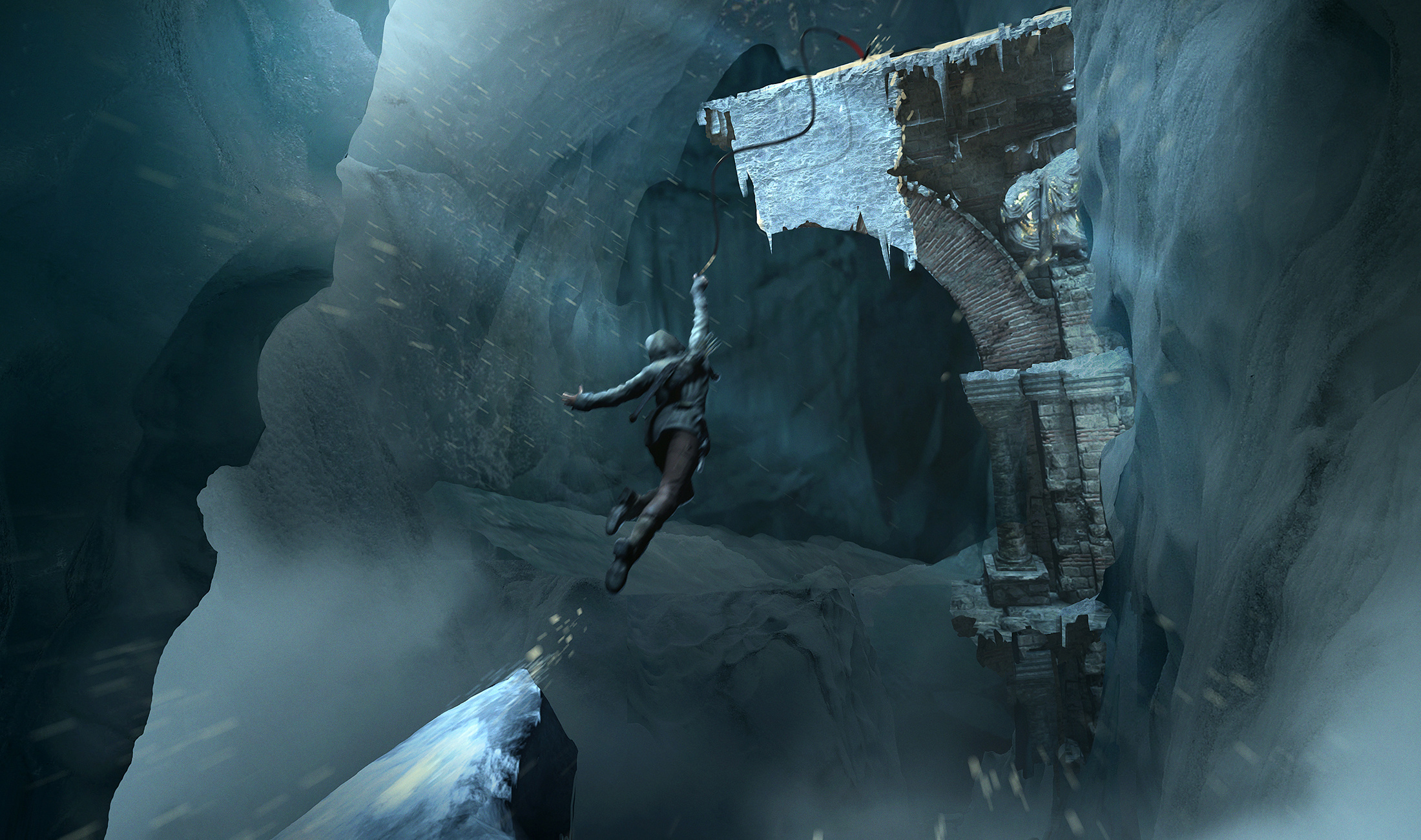 rise of the tomb raider wallpaper,action adventure game,screenshot,cave,glacial landform,adventure game