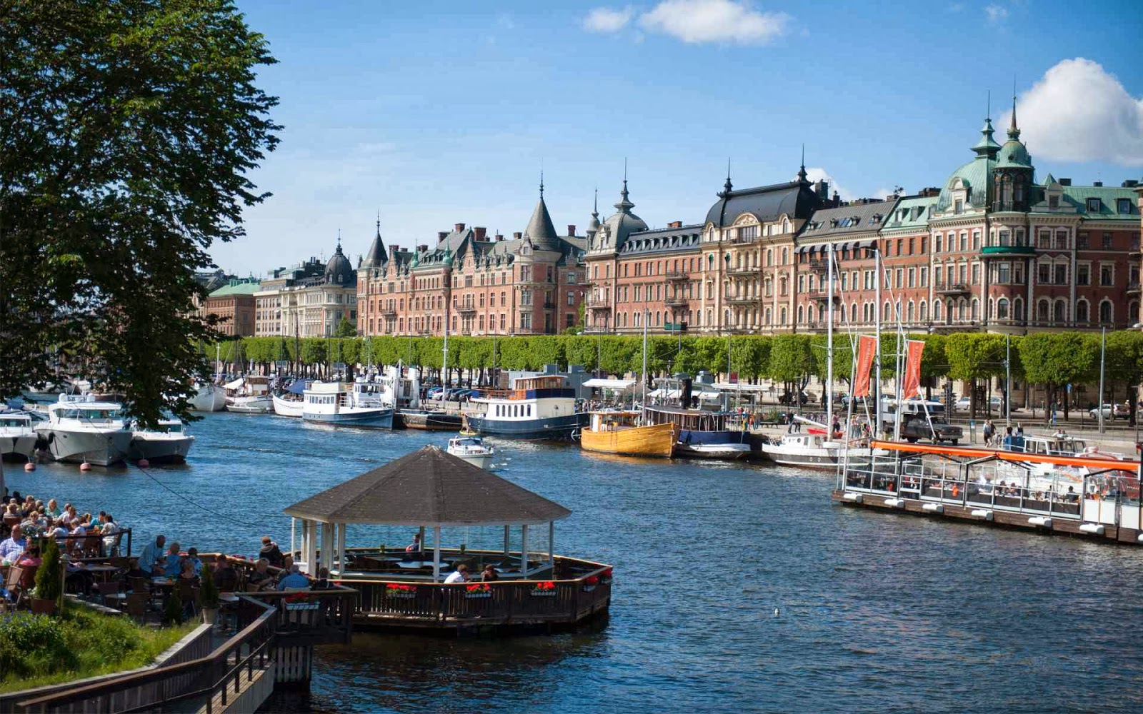 sweden wallpaper,body of water,waterway,water transportation,canal,town