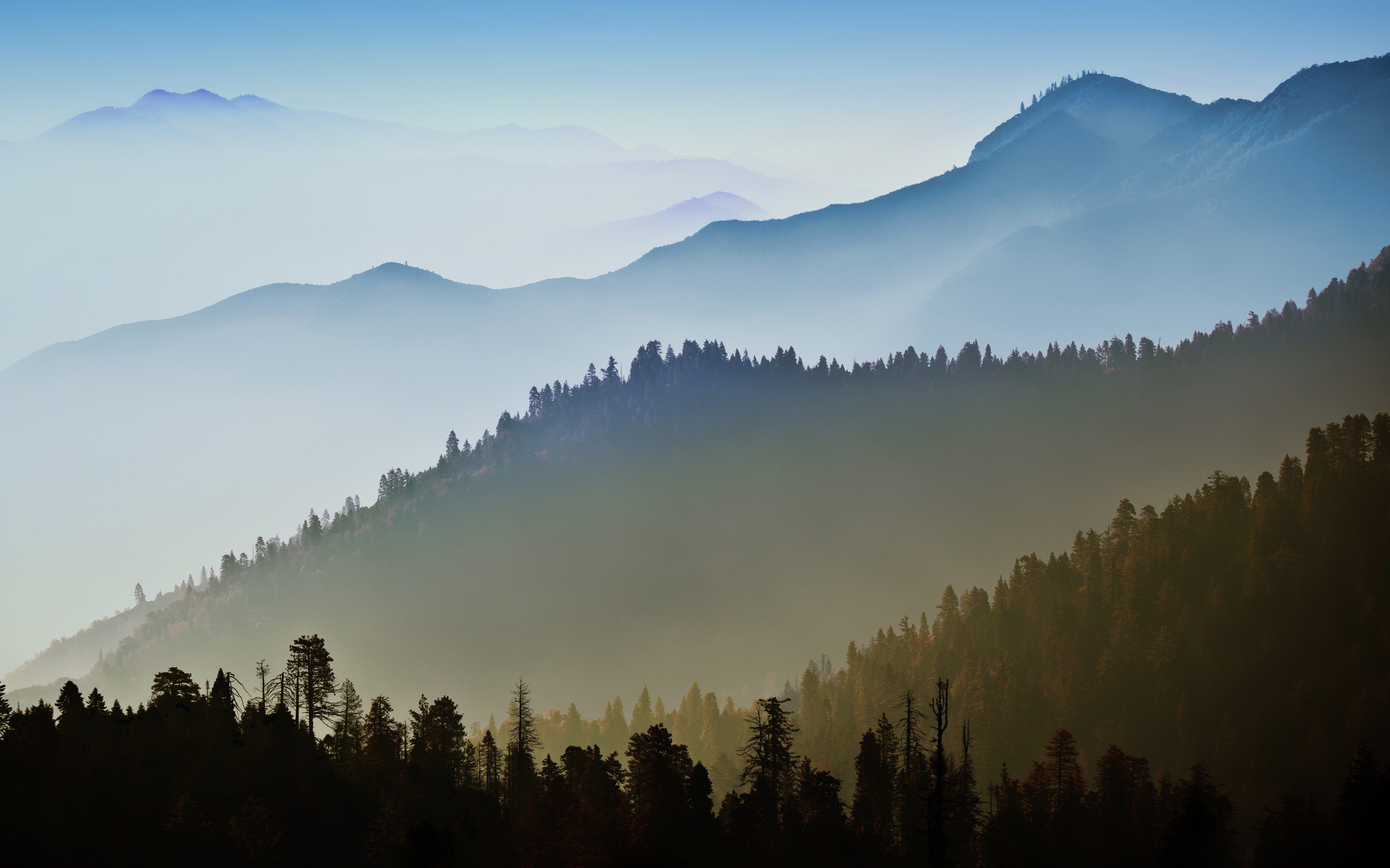 mac壁紙4k,空,自然,山,靄,自然の風景