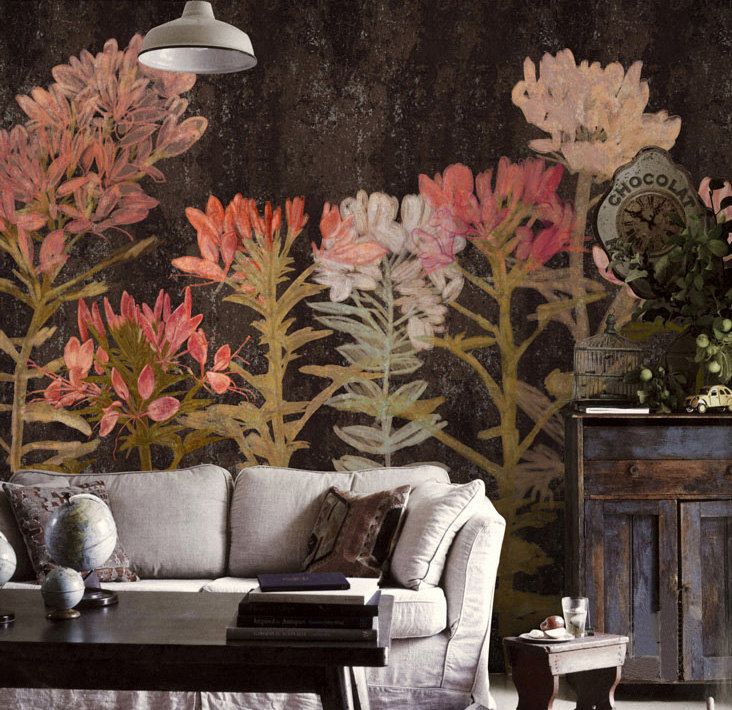 large print wallpaper,room,wallpaper,living room,interior design,plant