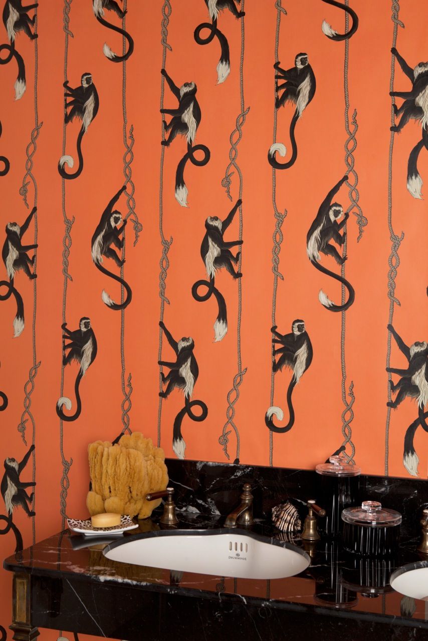 new design wallpaper,orange,shower curtain,wallpaper,wall,room