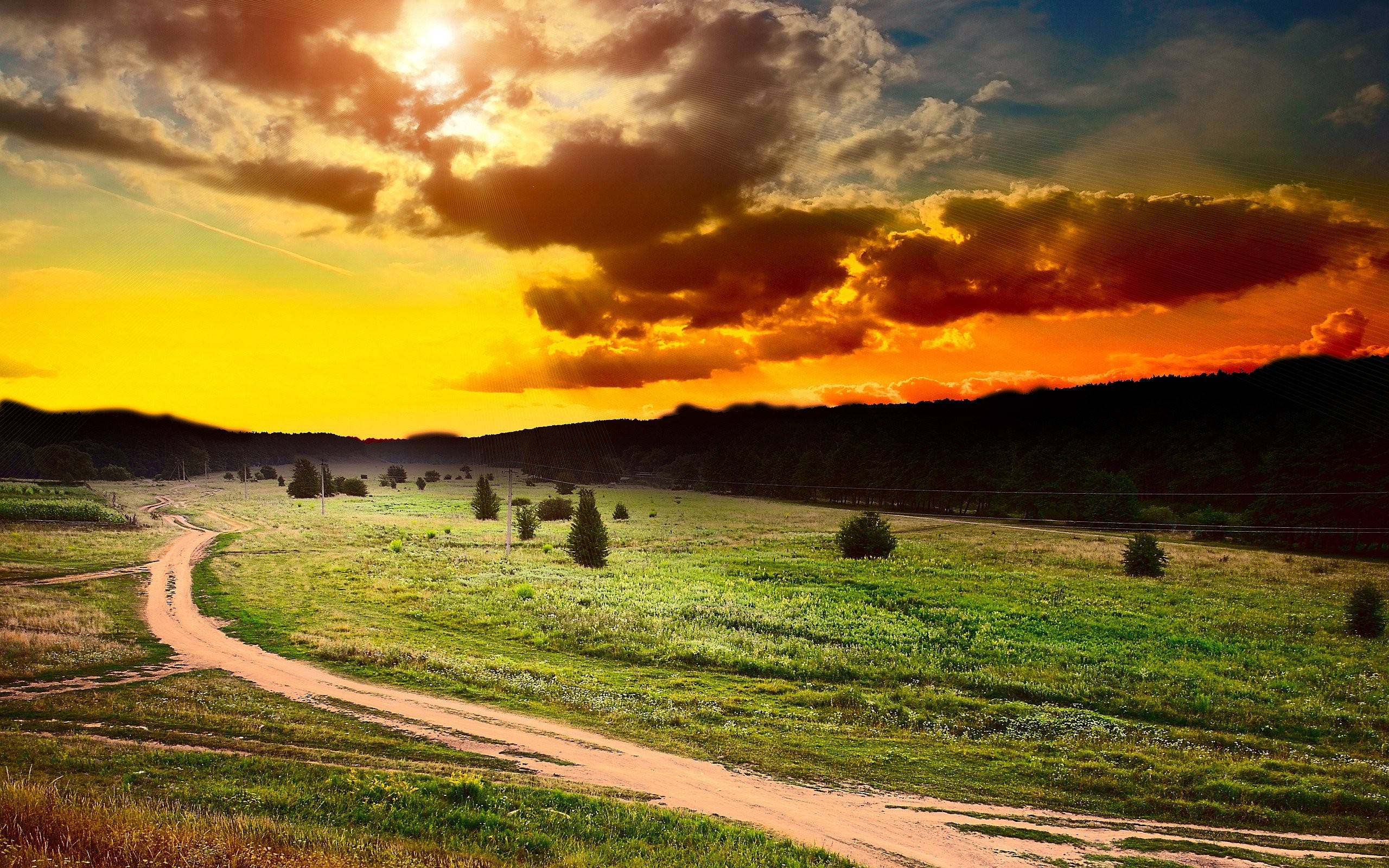 papier peint naturaleza,ciel,paysage naturel,la nature,prairie,le coucher du soleil