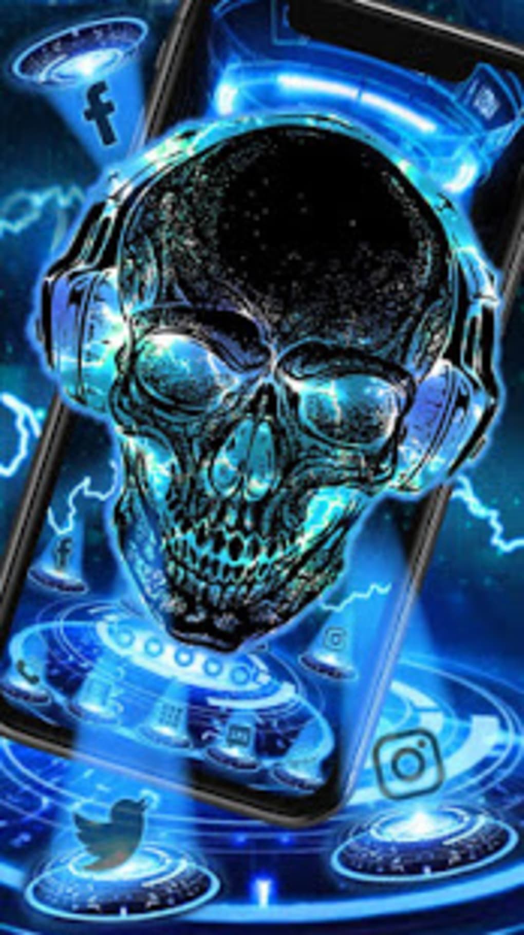 wallpaper themes for android,skull,electric blue,jaw,technology,illustration