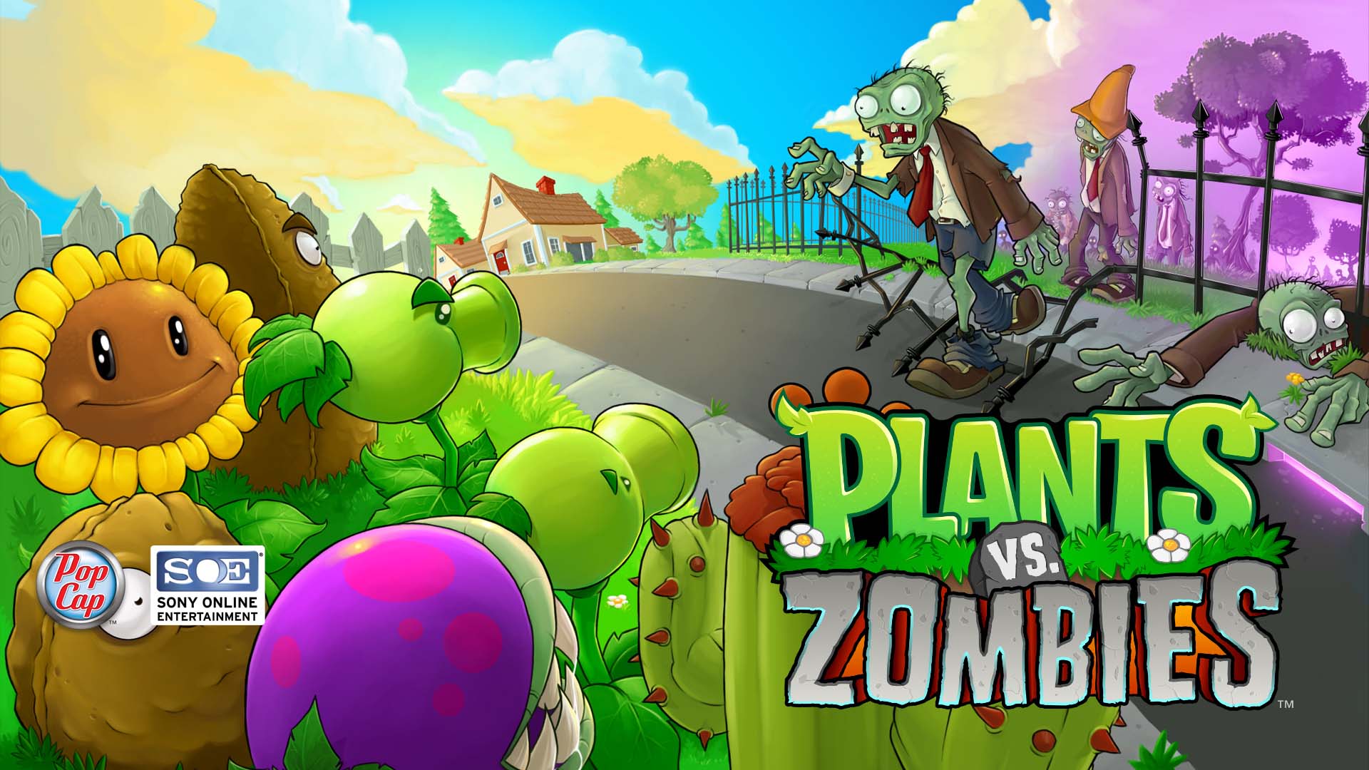 plants vs zombies wallpaper,action adventure game,animated cartoon,pc game,cartoon,adventure game