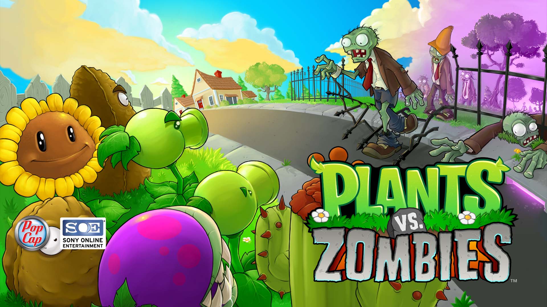 plants vs zombies wallpaper,action adventure game,animated cartoon,pc