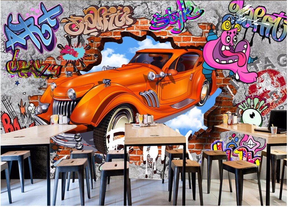 wallpaper grafiti 3d,graffiti,motor vehicle,art,street art,automotive design