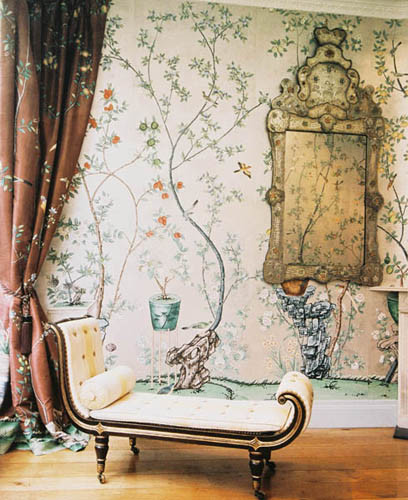 hand painted wallpaper,curtain,interior design,furniture,wall,room