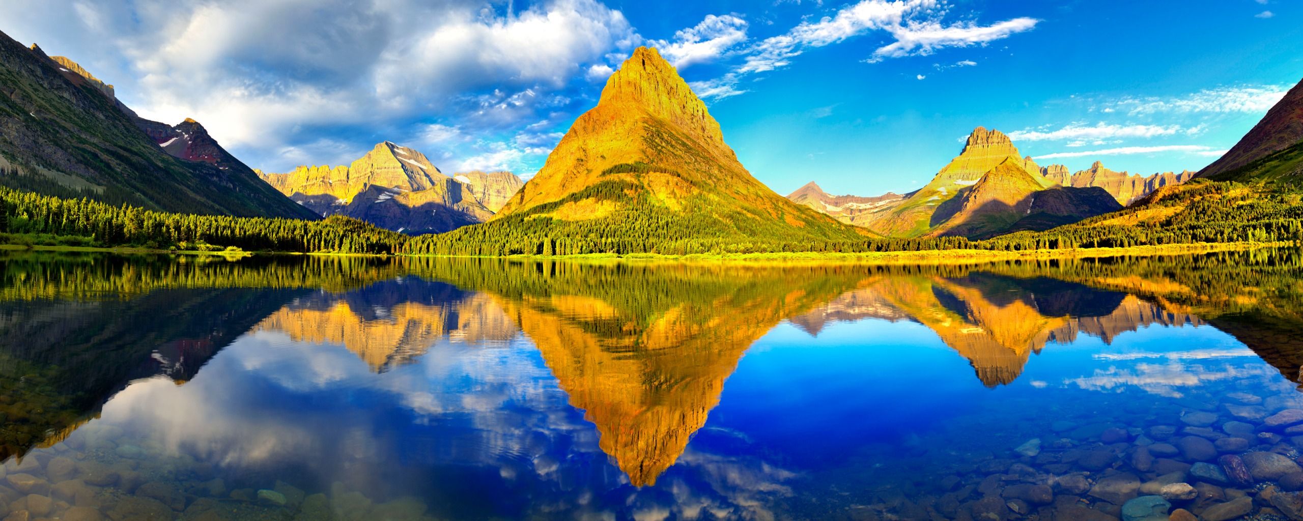 double wallpaper,natural landscape,reflection,nature,mountain,mountainous landforms