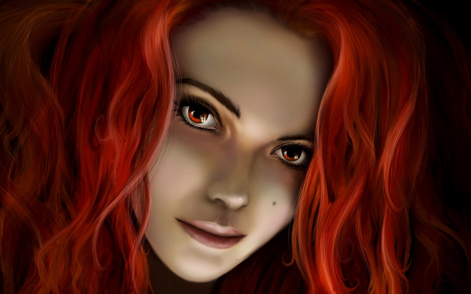 3d girl wallpaper,hair,face,red,red hair,hair coloring