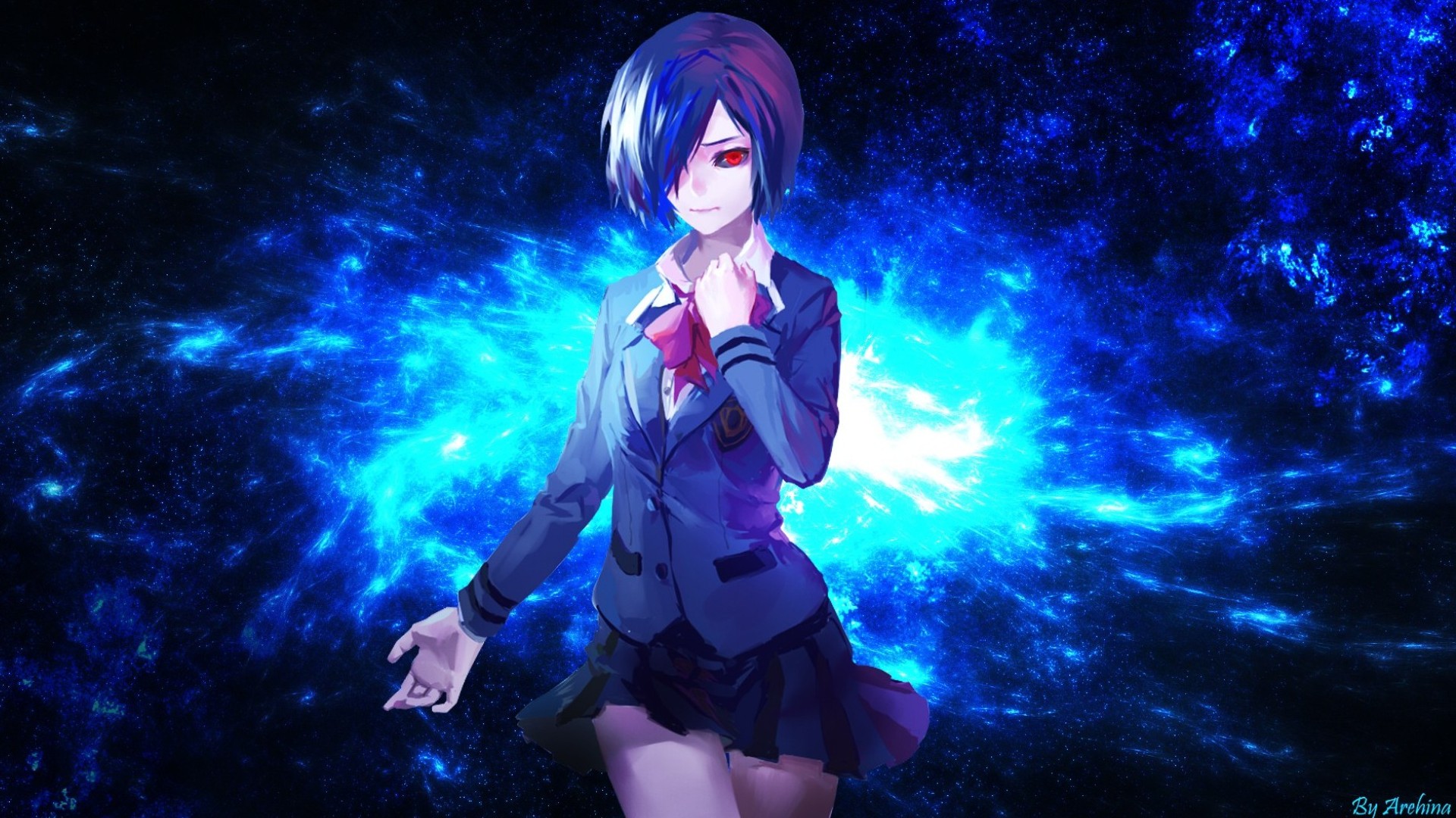 carta da parati touka,anime,cg artwork,cielo,immagine dello schermo,capelli neri