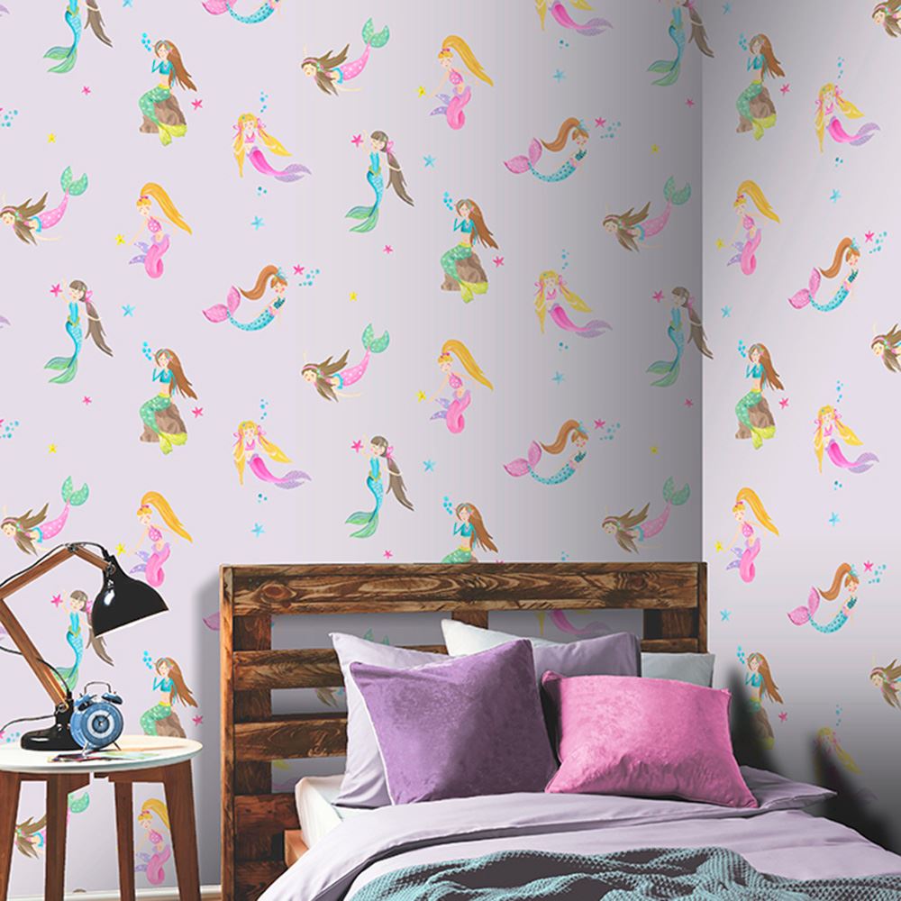 女の子の寝室の壁紙,壁紙,壁,ルーム,ウォールステッカー,紫の