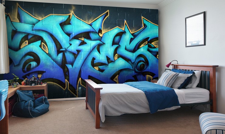 papel pintado de dormitorio de niños,pintada,pared,arte,habitación,turquesa