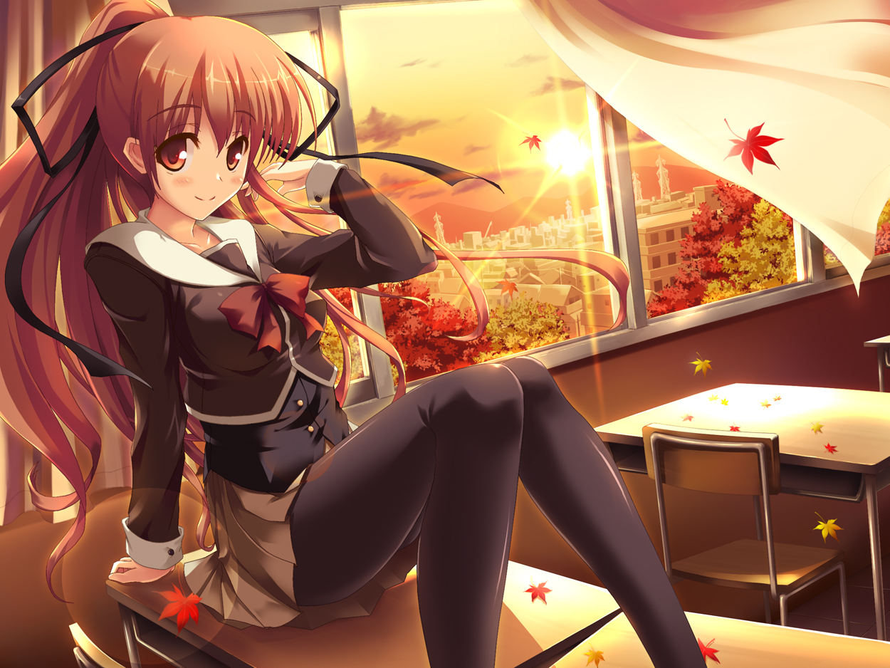 carta da parati anime hot,cartone animato,anime,cg artwork,collant,capelli castani