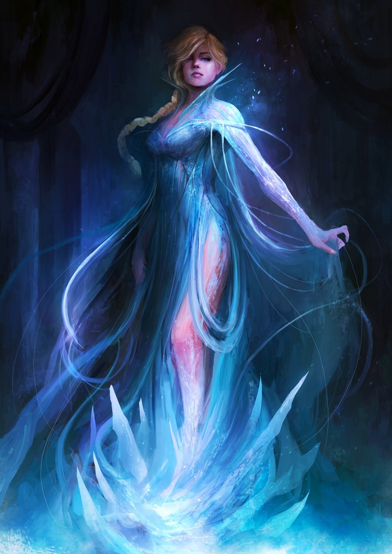 elsa wallpaper,cg artwork,illustration,fictional character,art,long hair