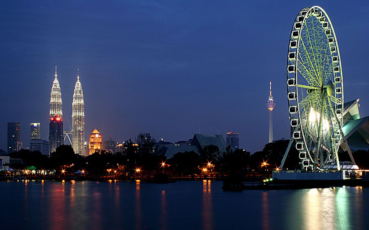 fond d'écran malaisie,grande roue,zone métropolitaine,paysage urbain,nuit,ville