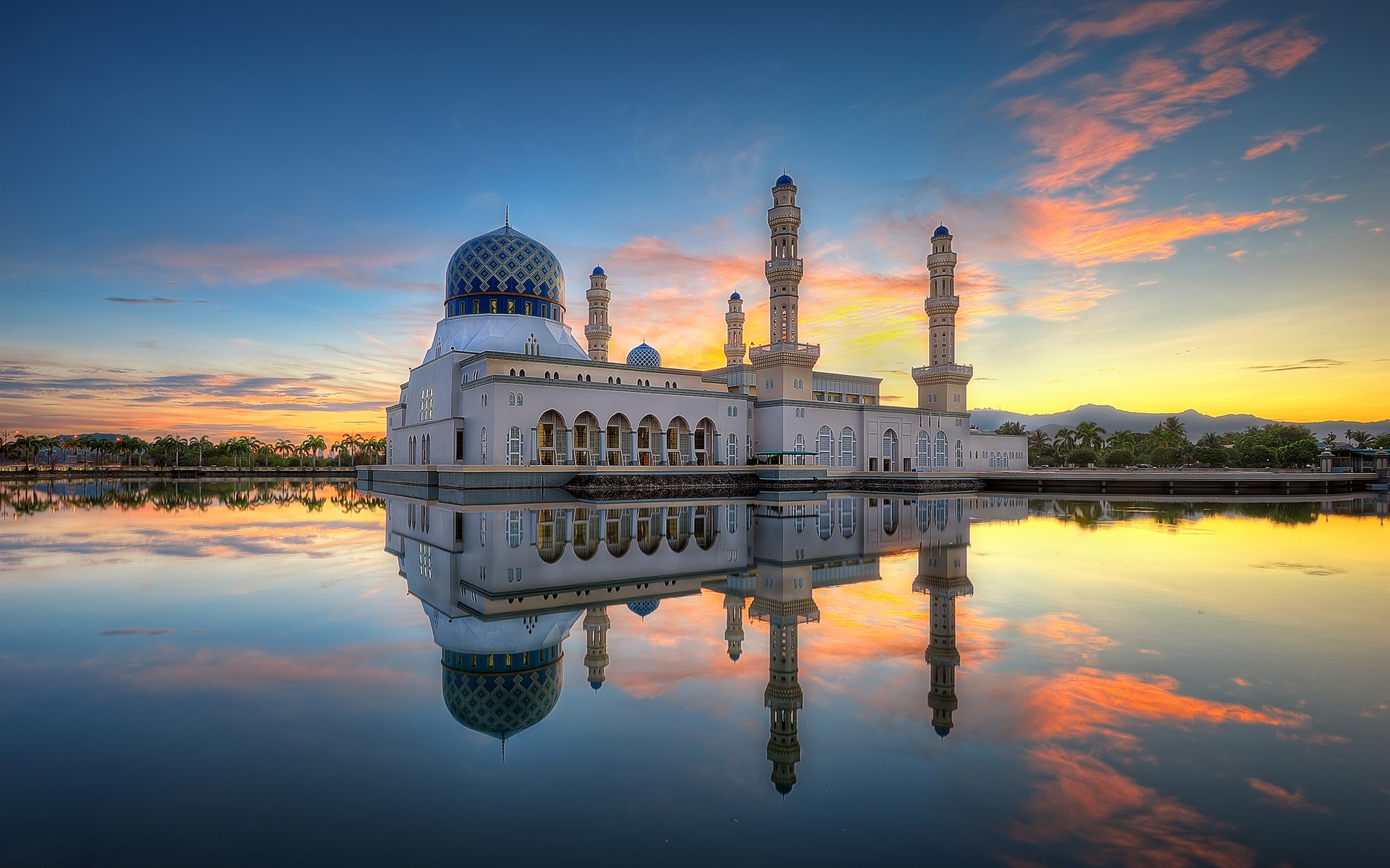 wallpaper kota,reflection,landmark,sky,mosque,reflecting pool