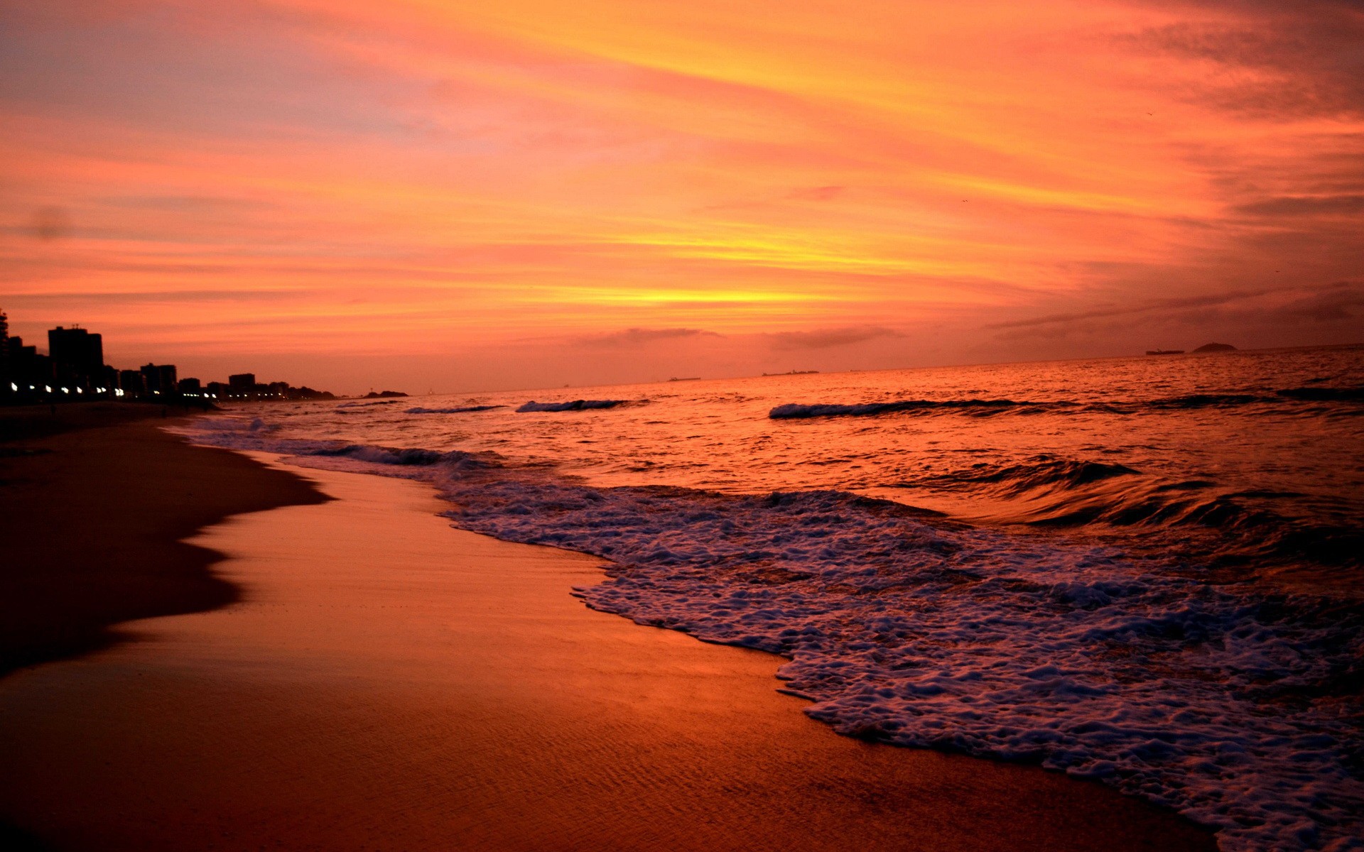 papier peint bord de mer,ciel,rémanence,horizon,mer,le coucher du soleil