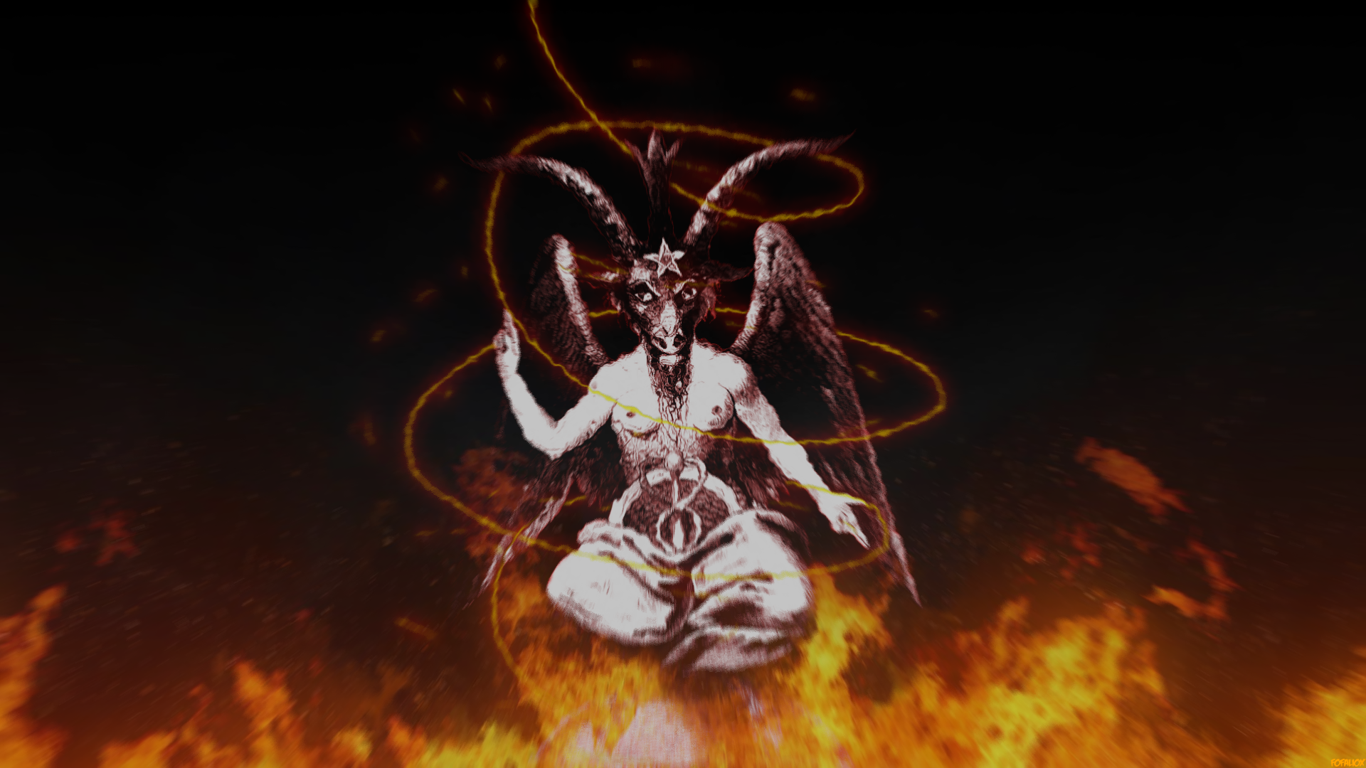 baphomet wallpaper,demon,organism,fictional character,cg artwork,graphic design