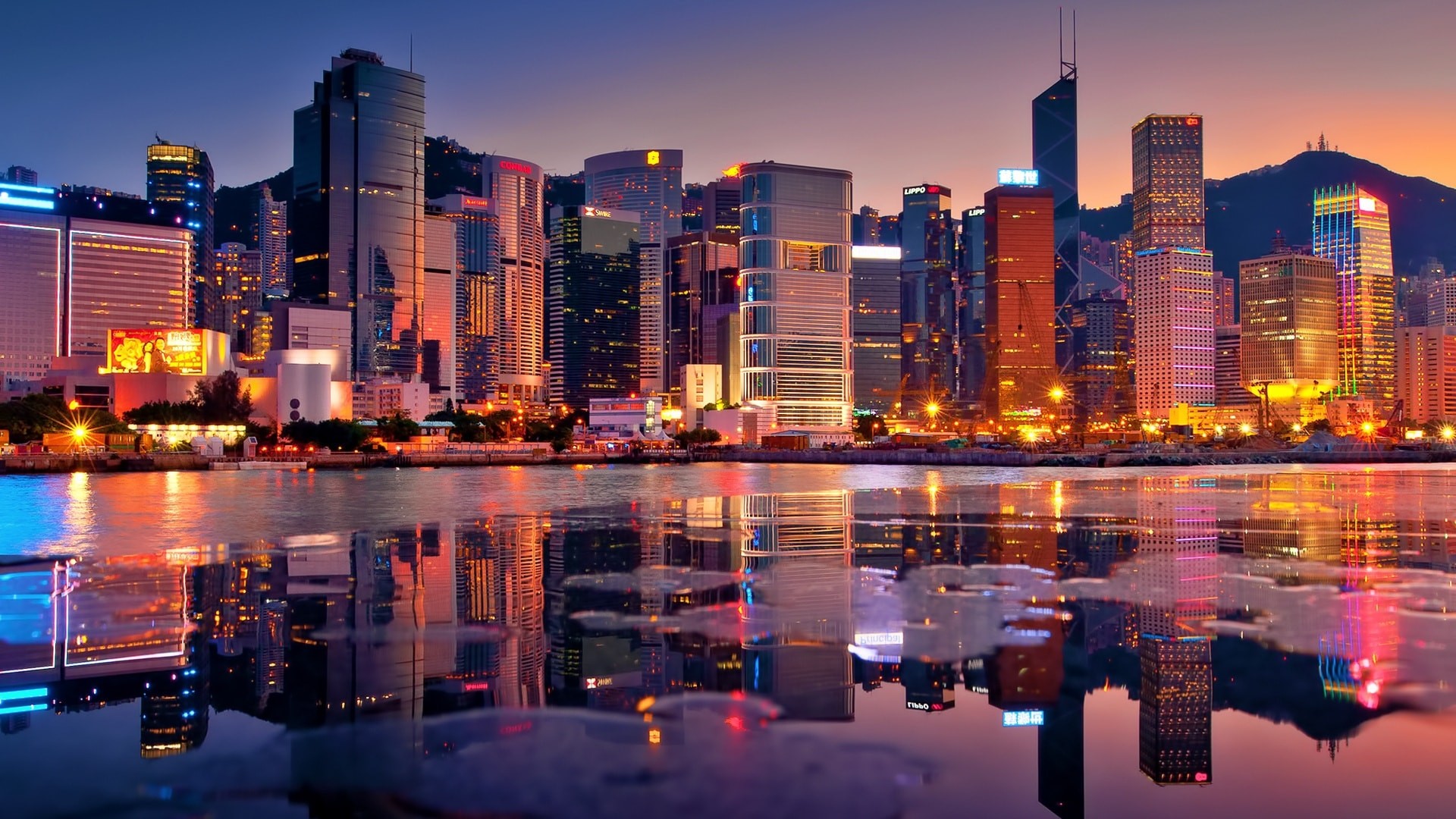 fond d'écran hong kong,paysage urbain,ville,zone métropolitaine,horizon,réflexion