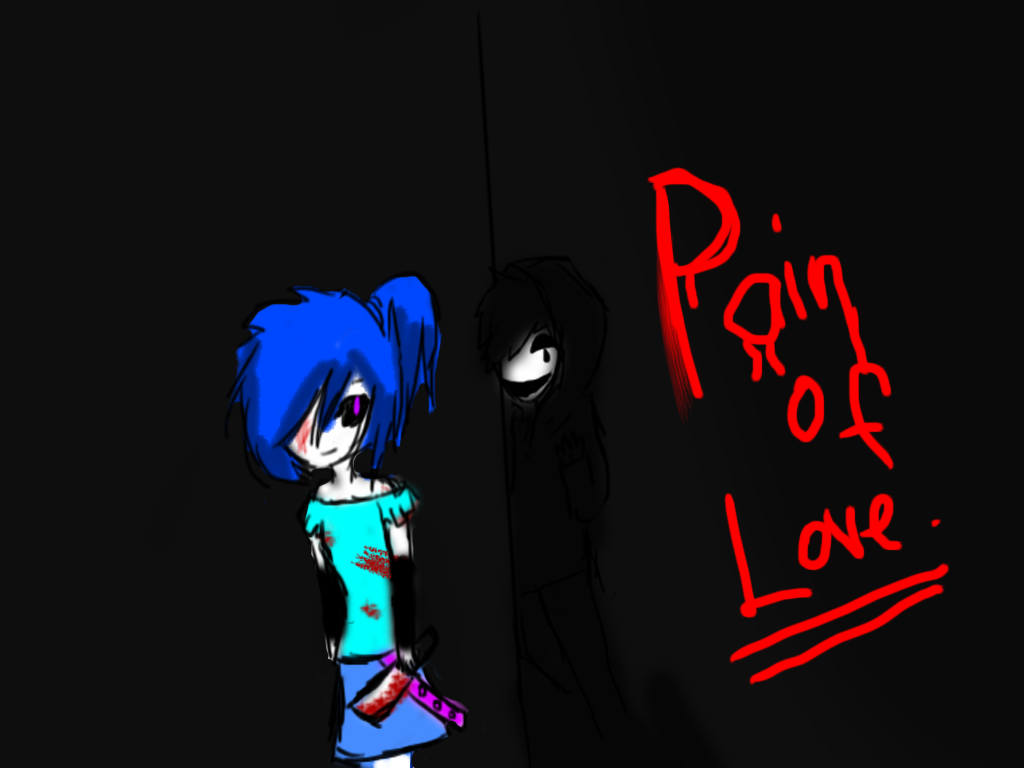 wallpaper love is pain,cartoon,black,blue,red,text