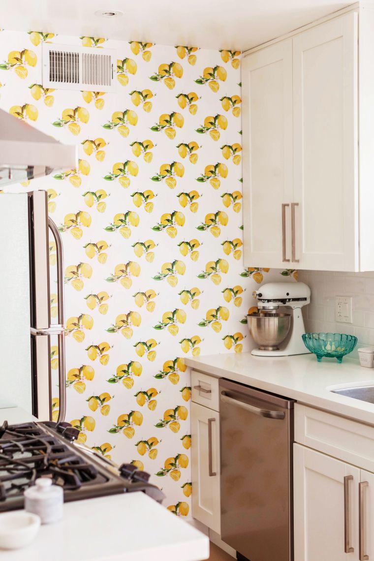 kitchen wallpaper b&q,white,yellow,room,interior design,green ...