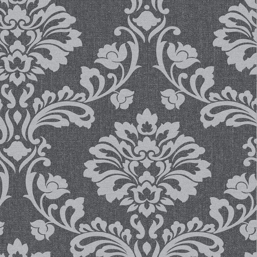 灰色のダマスク織の壁紙,黒,パターン,褐色,壁紙,花柄