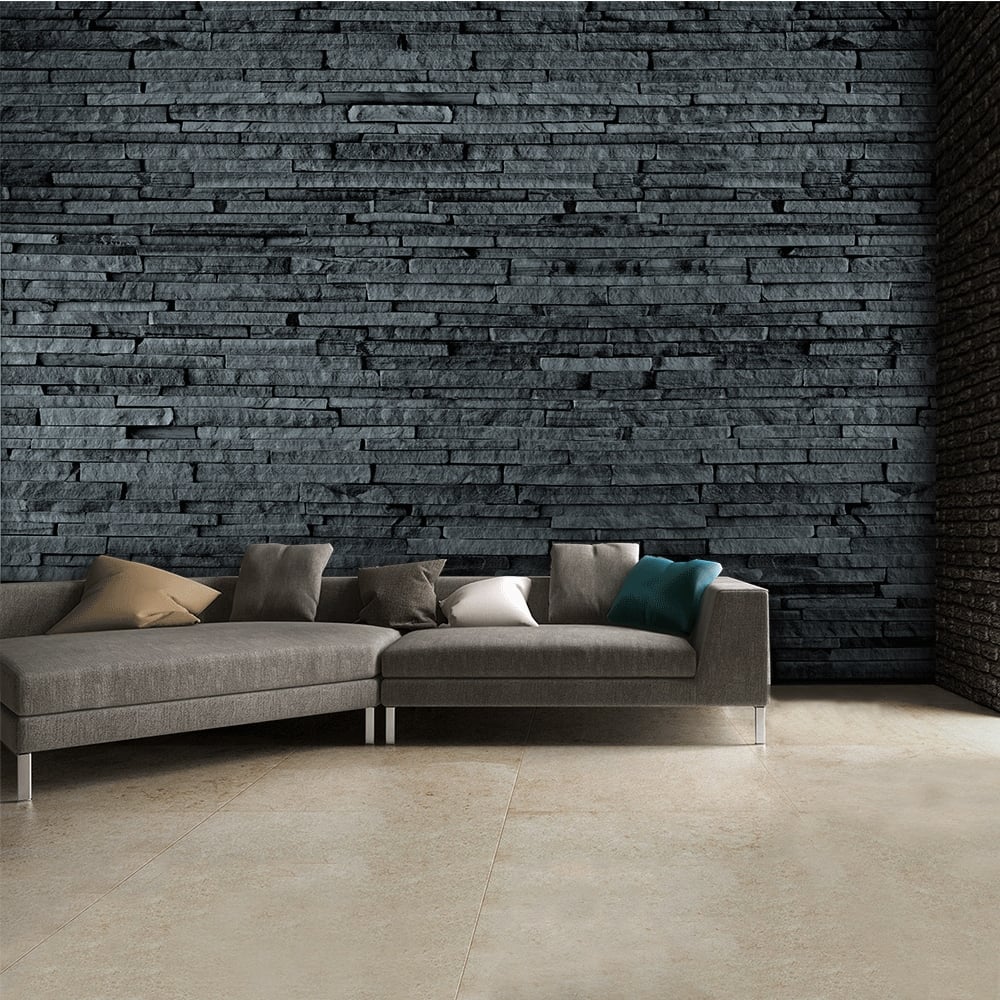 slate effect wallpaper,wall,furniture,brick,floor,room