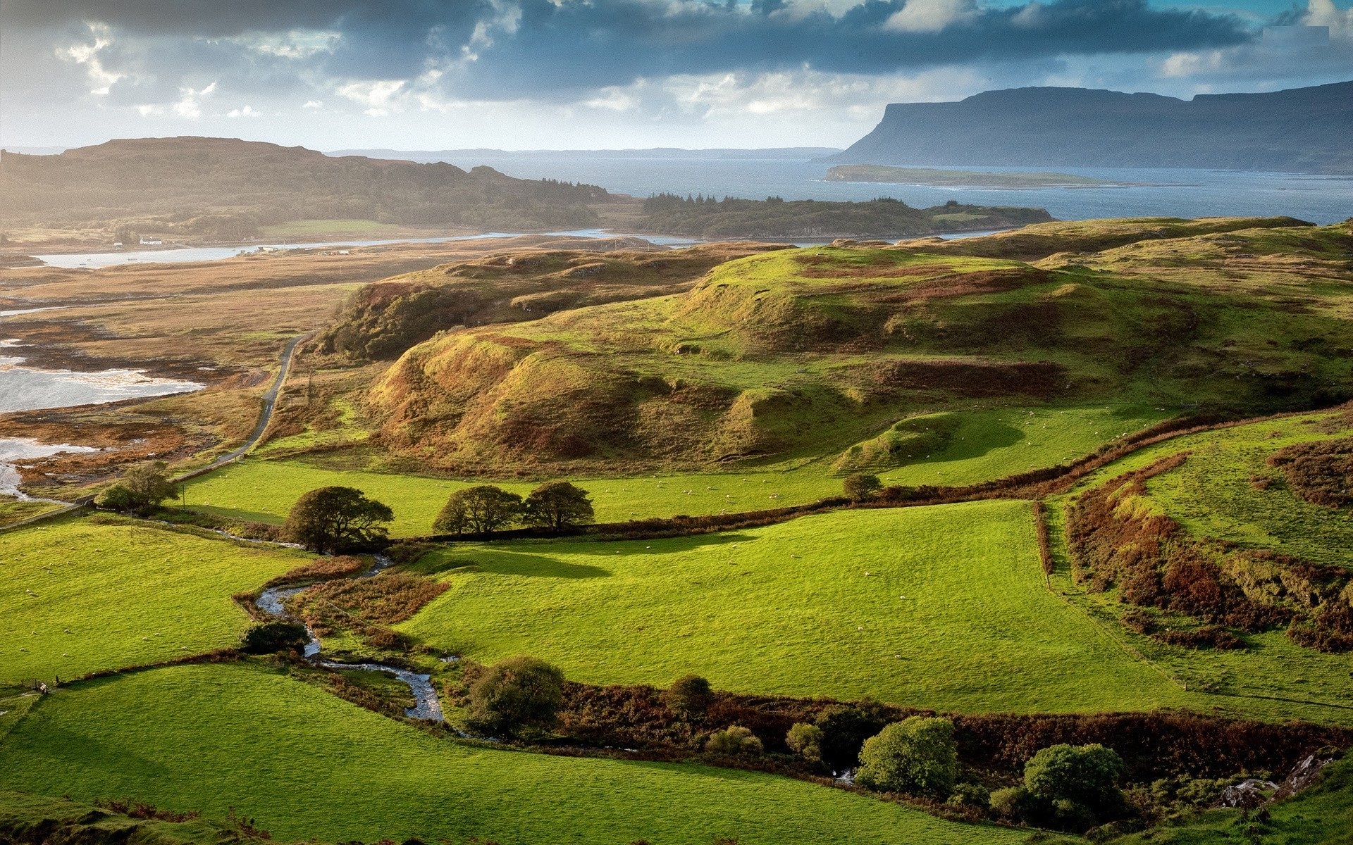 scotland wallpaper,natural landscape,nature,highland,grassland,green
