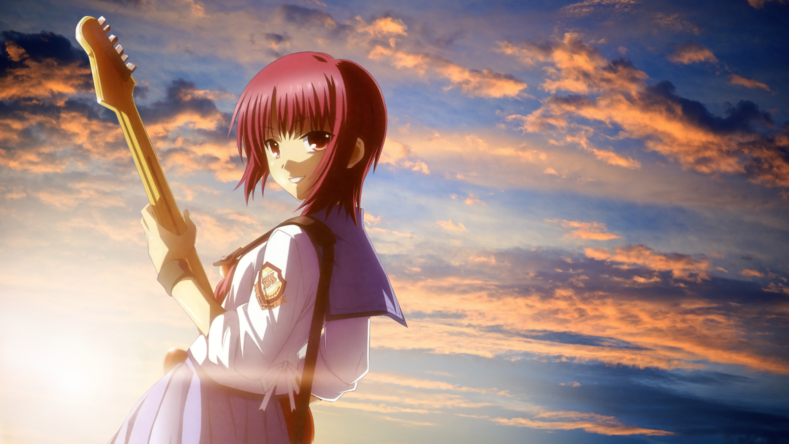 angel beats wallpaper,cielo,cg artwork,anime,dibujos animados,pelo castaño