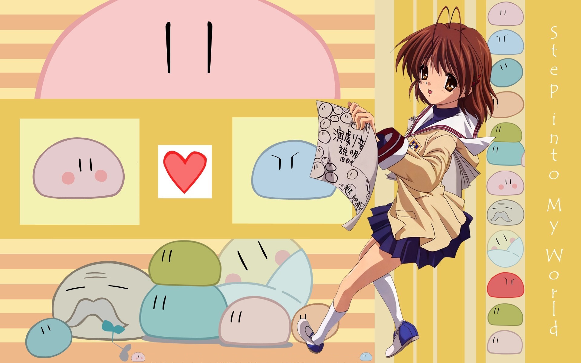 fond d'écran anime kawaii,dessin animé,illustration,anime,clipart,heureux