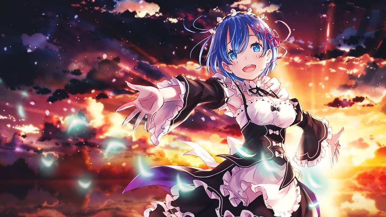 rem fond d'écran,oeuvre de cg,anime,dessin animé,ciel,espace