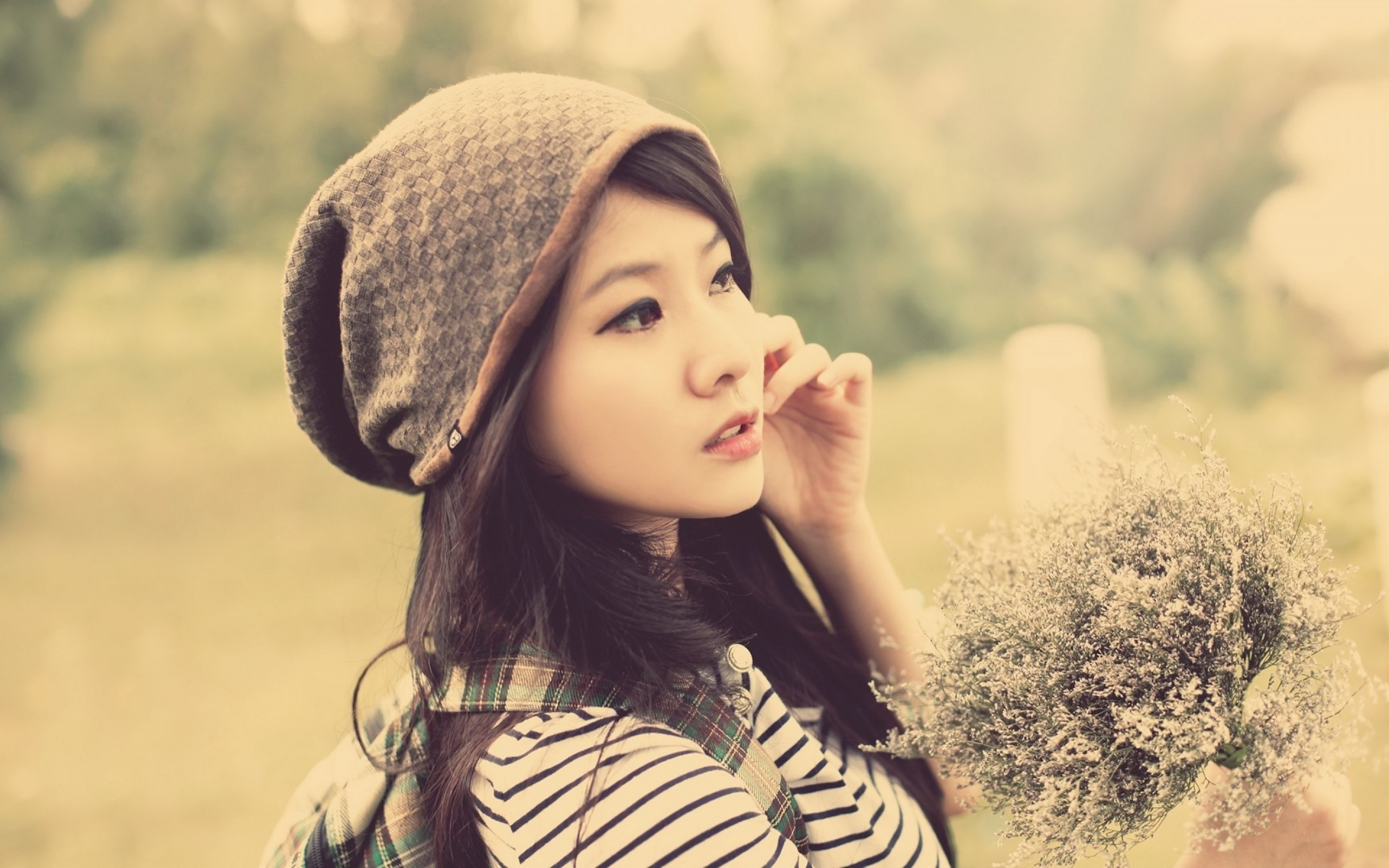 asian girl wallpaper,beanie,knit cap,clothing,beauty,skin