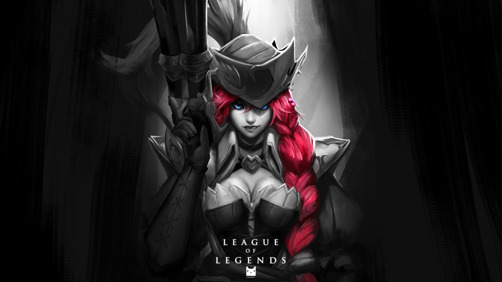 miss fortune wallpaper,darkness,fictional character,cg artwork,black hair,games