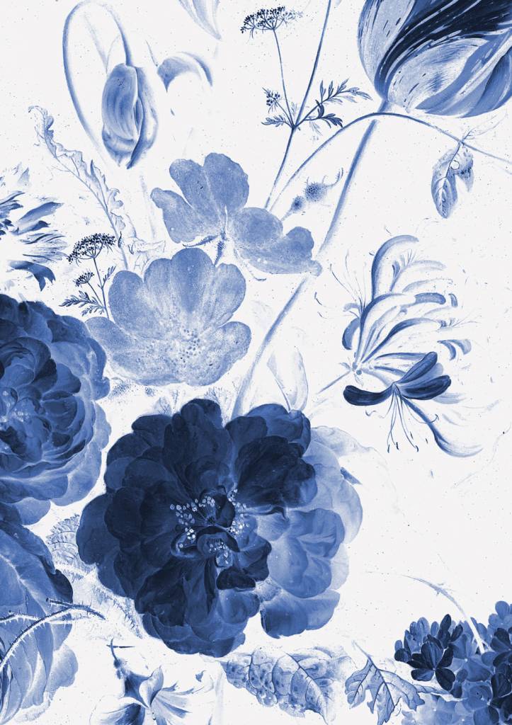 푸른 꽃 벽지,푸른,무늬,꽃,짙은 청록색,파란색과 흰색 도자기