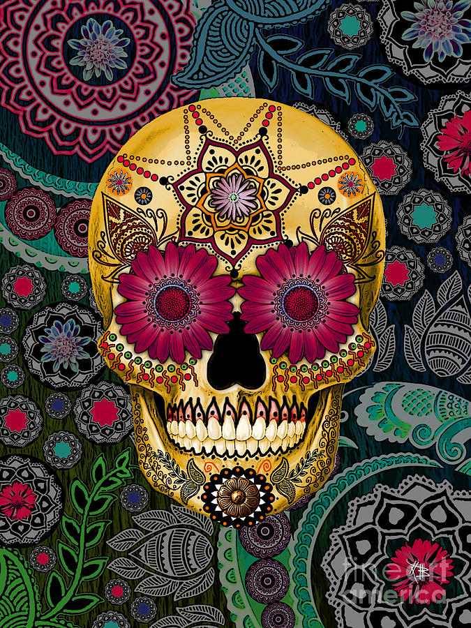 sugar skull wallpaper,skull,pattern,bone,head,illustration