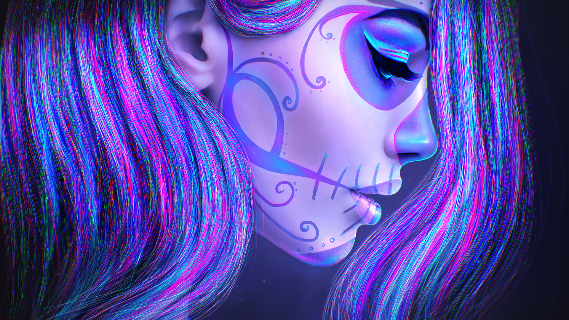 sugar skull wallpaper,violet,purple,blue,electric blue,magenta