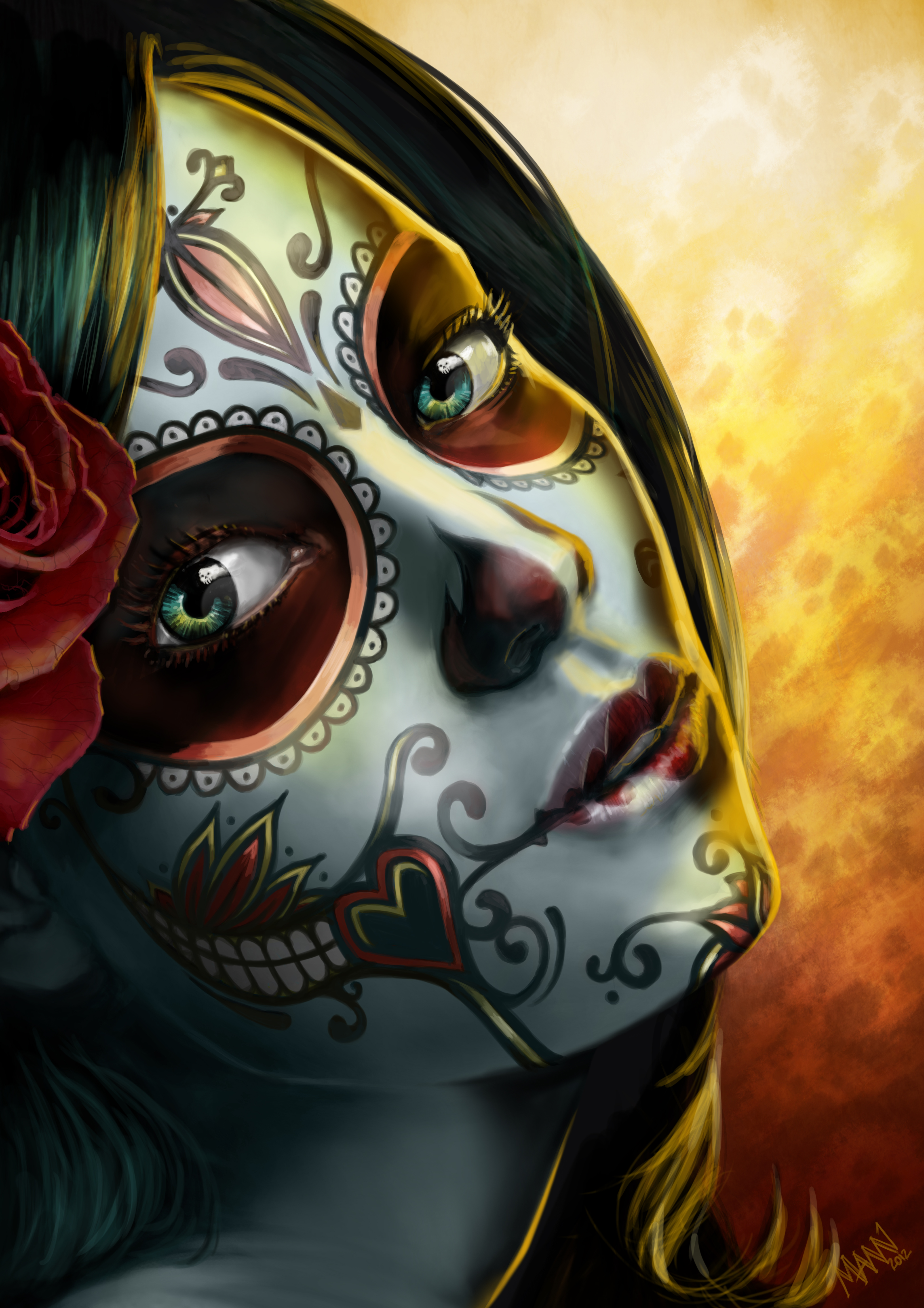 day of the dead wallpaper,face,head,illustration,art,fictional character