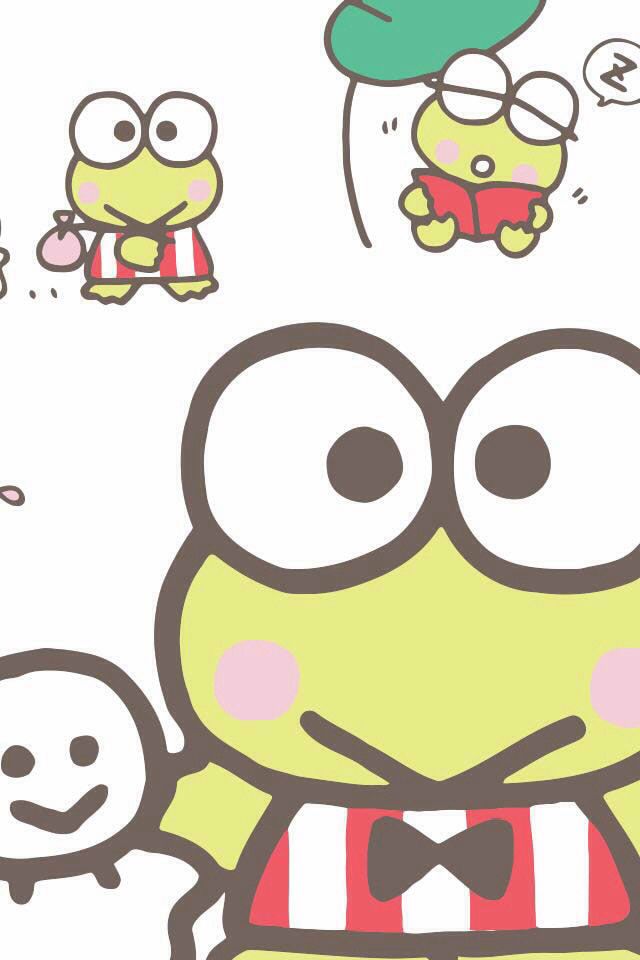 fond d'écran keroppi,dessin animé,vert,rose,rouge,clipart