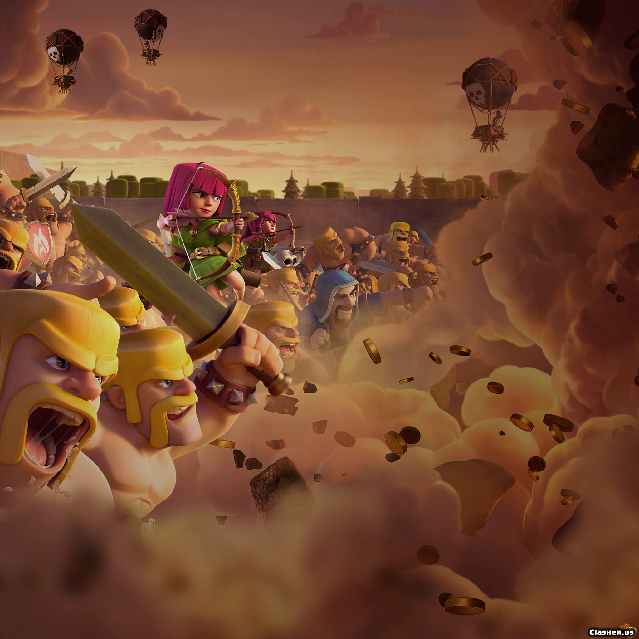 clash of clans live wallpaper,illustration,sky,cartoon,animation,art